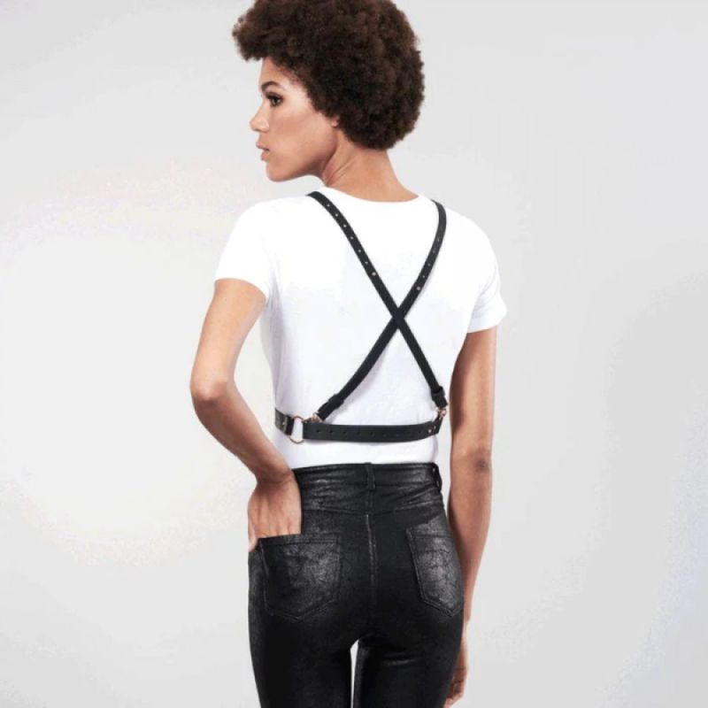 Портупея з перехресним плетивом на грудях MAZE Bijoux Indiscrets чорна, OS вид 5