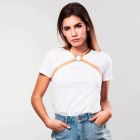 Портупея з екошкіри Bijoux Indiscrets MAZE – Cross Cleavage, бежева вид 2