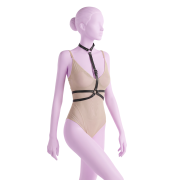 Портупея з нашийником One Size H2, екокожа, чорна