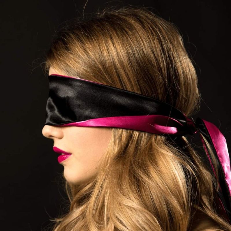 Пов'язка із сатину на очі Adrien Lastic Satin Sash чорно-рожева вид 2