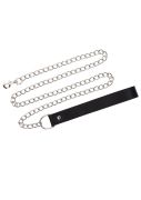 Повідець з карабіном та чорною петлею Taboom Luxury Bondage Essentials Chain Leash, сріблястий