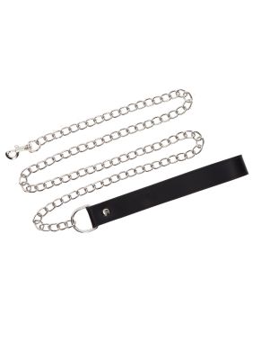 Поводок с карабином и черной петлей Taboom Luxury Bondage Essentials Chain Leash, серебристый