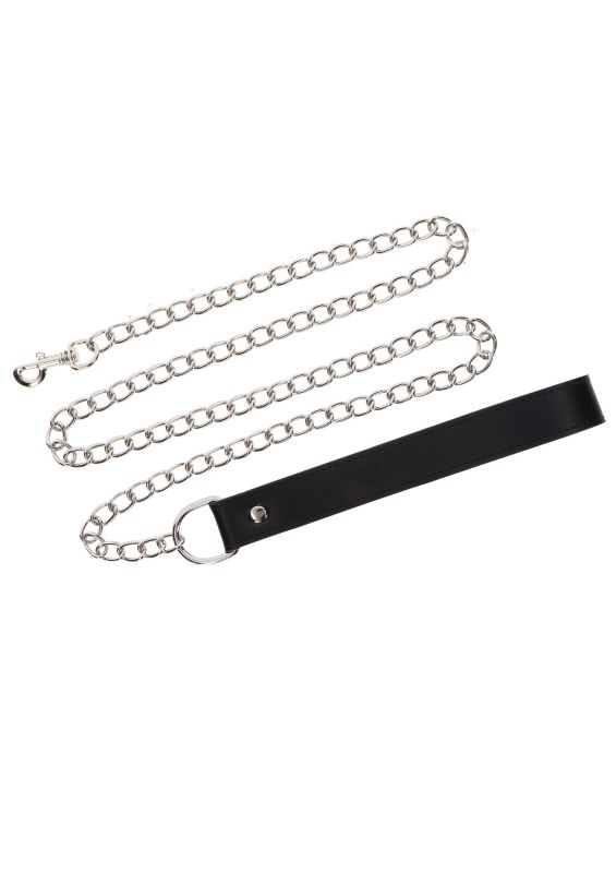 Повідець з карабіном та чорною петлею Taboom Luxury Bondage Essentials Chain Leash, сріблястий вид 6