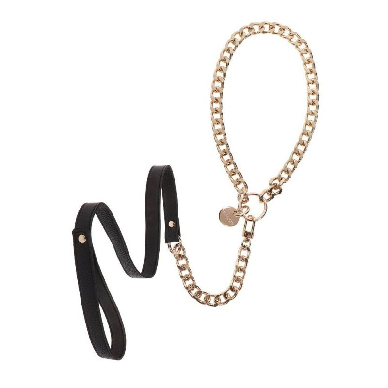 Повідець ланцюг із петлею зі штучної шкіри Statement Leash золотистий, 75 см вид 5