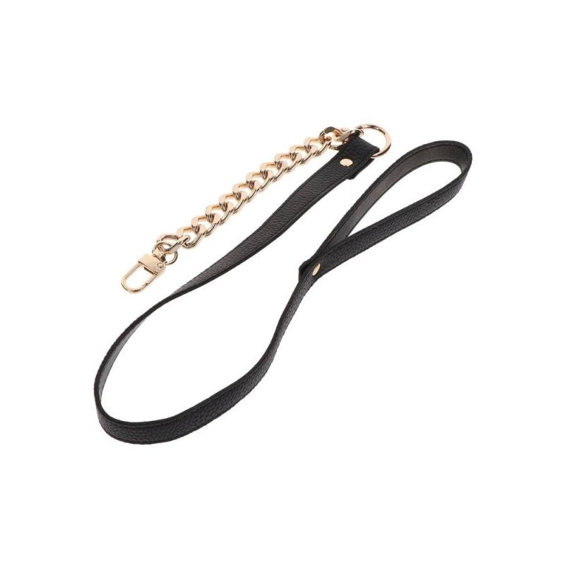 Поводок цепь с петлей из искусственной кожи Statement Leash золотистый, 75 см вид 7