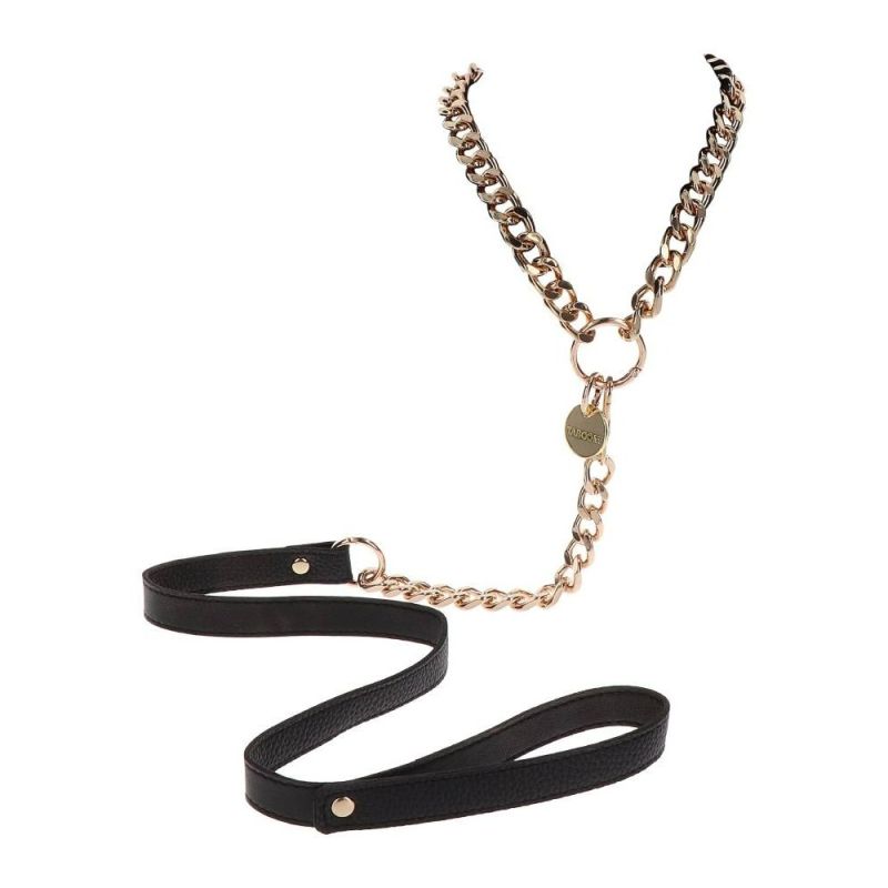 Поводок цепь с петлей из искусственной кожи Statement Leash золотистый, 75 см вид 4