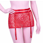 Пояс для панчіх з мережива OhMyG! Paris Garter Belt відкритий позаду, червоний, M/L
