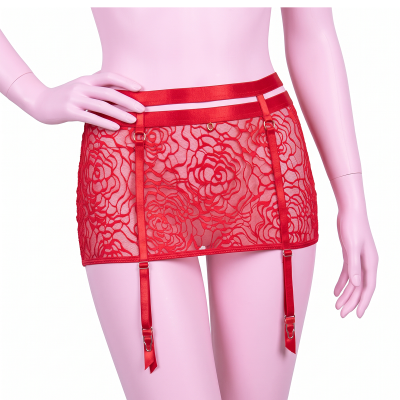 Пояс для панчіх з мережива OhMyG! Paris Garter Belt відкритий позаду, червоний, M/L вид 2