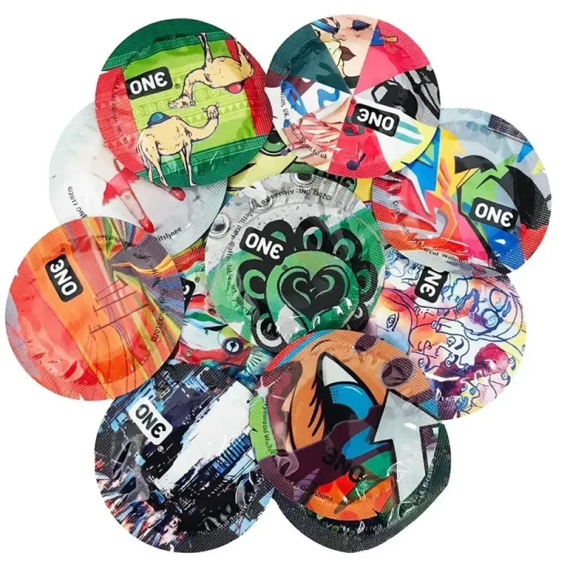 Набор крепких презервативов классической формы One Extra Strong с разным дизайном (цена за 5 шт.) вид 4