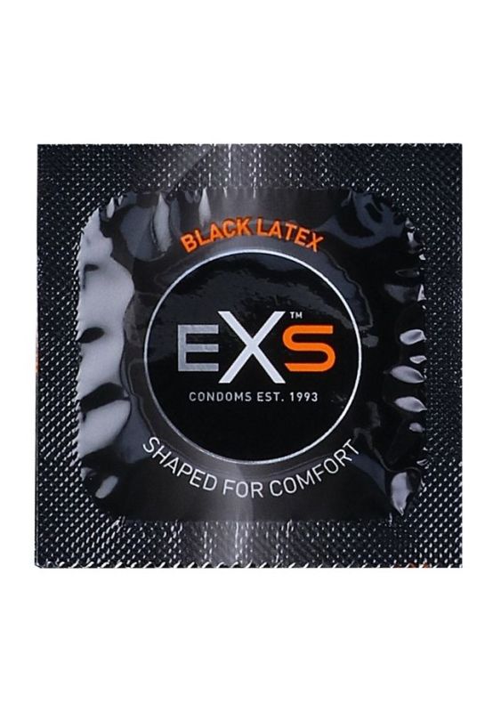 Презервативы анатомические чёрные EXS BLACK Latex веганские (цена за 5 шт.) вид 2