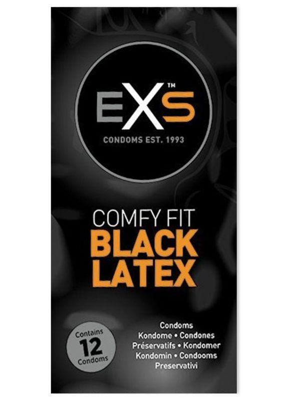 Презервативы черного цвета латексные Exs BLACK Latex веганские (цена за упаковку, 12 шт.) вид 5