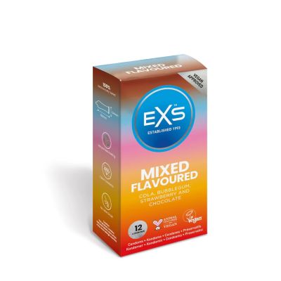 Презервативы EXS Mixed Flavoured со вкусом шоколада, колья, клубники и жвачки (цена за упаковку, 12 шт)