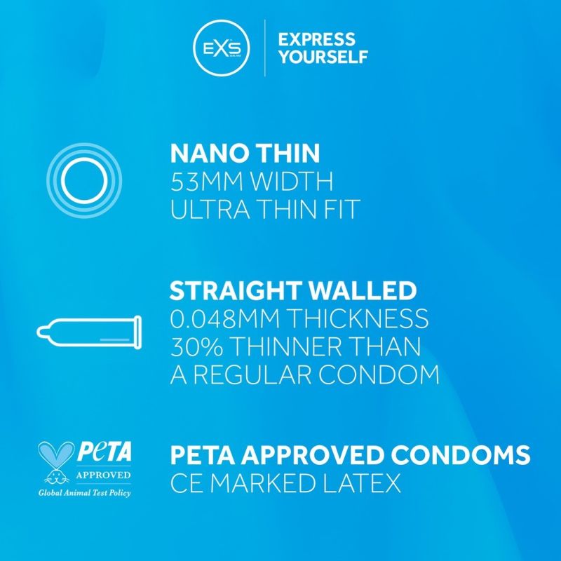 Презервативи ультратонкі EXS Nano Thin латексні (ціна за упаковку, 3 шт.) вид 6