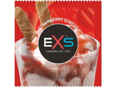 Презервативы латексные EXS Flavoured Strawberry Sundae со вкусом клубники, веганские (цена за 10 шт)