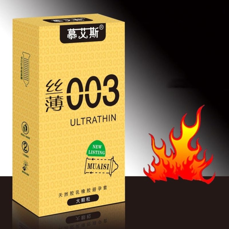 Презервативи натуральний латекс Muaisi 0.03 мм, золото (ціна за упаковку, 12 шт.) вид 11