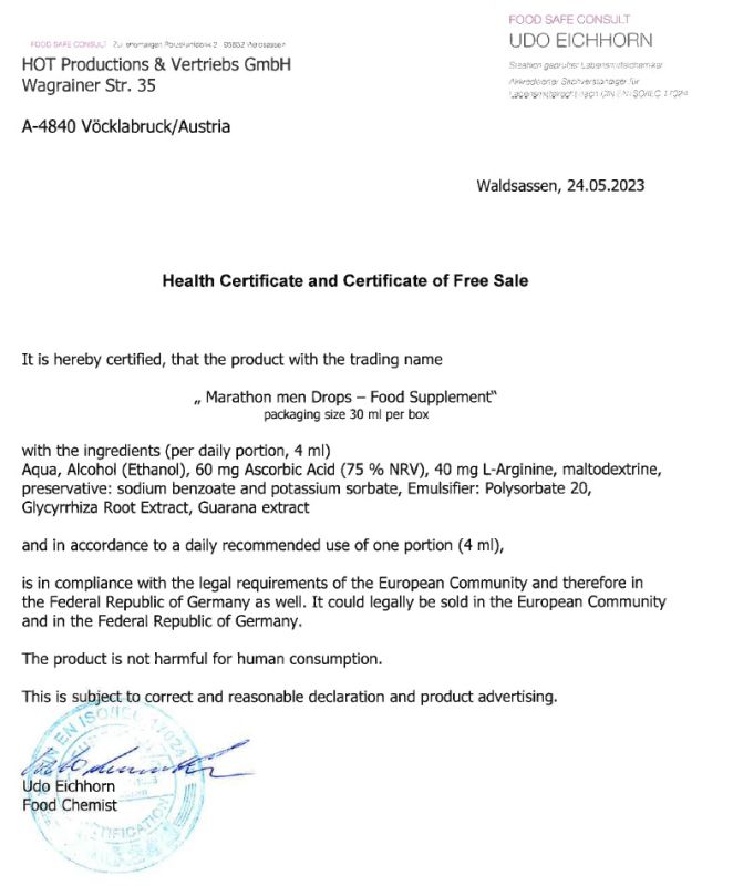 Подовжуючі краплі для чоловіків ERO Marathon Drops, 30 мл вид 6