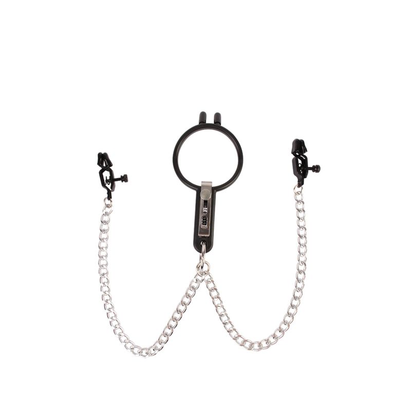 Розширювач рота із затискачами для сосків Chisa Sins "Humiliate Mouth" чорний-сріблястий вид 4