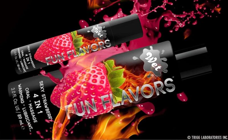 Разогревающий съедобный лубрикант 4 в 1 Wet Fun клубника, 30 мл вид 5