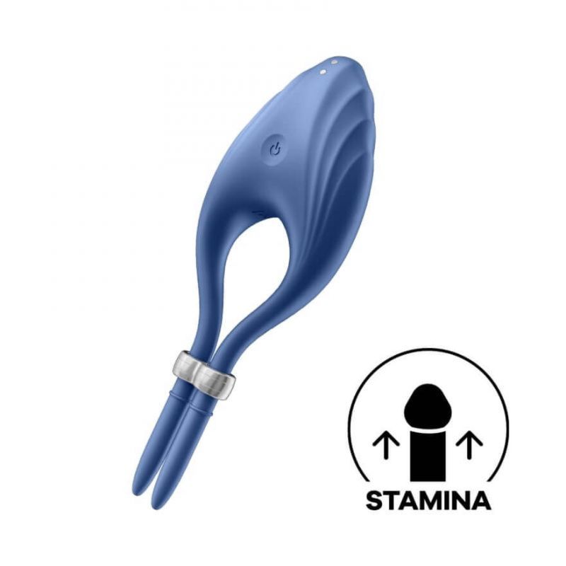 Регульоване ерекційне кільце з вібрацією Satisfyer Duelist, синій вид 6