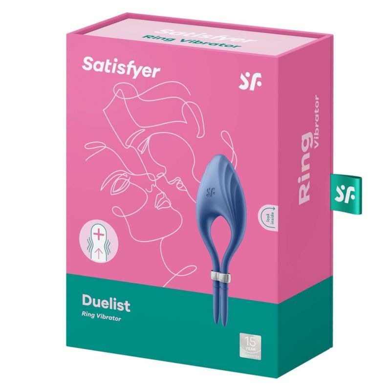 Регульоване ерекційне кільце з вібрацією Satisfyer Duelist, синій вид 8