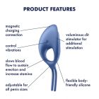 Регульоване кільце ерекційне Satisfyer Swordsman Camouflage з вібрацією, блакитне вид 8