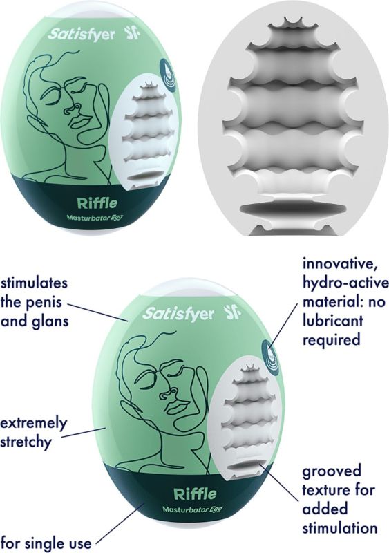 Самозмащувальний мастурбатор у вигляді яйця Satisfyer Riffle Masturbator Egg рельєфний вид 8