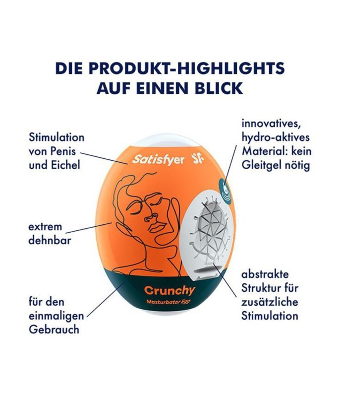 Самозмащувальний мастурбатор у вигляді яйця Satisfyer Crunchy Masturbator Egg рельєфний вид 4