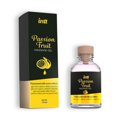 Съедобный массажный гель для интимных зон Intt PASSION FRUIT разогревающий, со вкусом и ароматом маракуйи, 30 мл