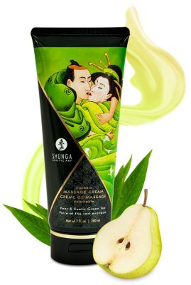 Їстівний масажний крем Shunga Груша та зелений Чай, 200 мл