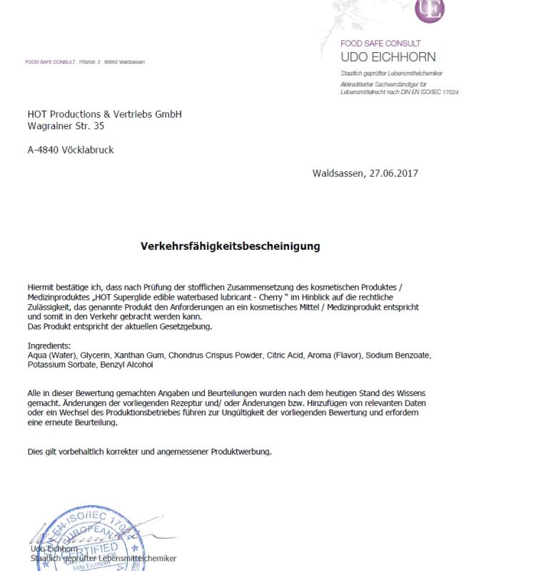 Съедобный лубрикант на водной основе HOT Superglide спелая Вишня, 75 мл вид 3