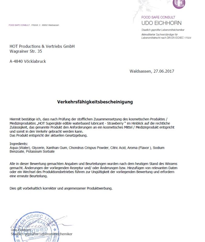 Съедобный лубрикант на водной основе HOT Superglide соблазнительная Клубничка, 75 мл вид 4