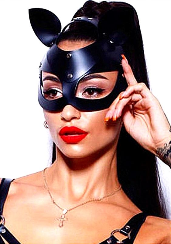 Сексуальная элегантная черная маска Кошки Star Night, кожаная (без коробки) вид 2