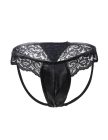Сексуальні чоловічі труси Star Night з екошкіри з мереживом, чорні, XS вид 5