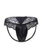 Сексуальные мужские трусы Star Night из экокожи с кружевом, черные, XS