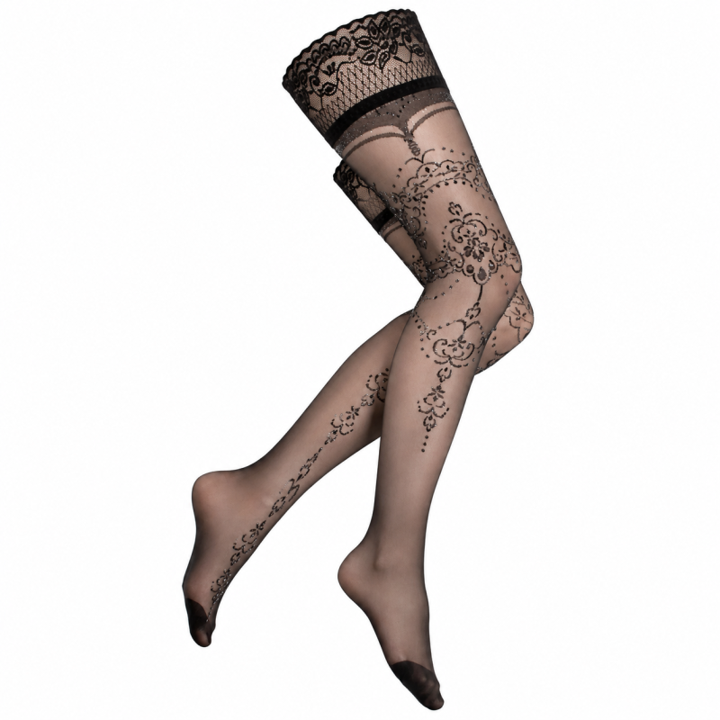 Чулки Ballerina's Secret с черным кружевом и узорами, L/XL вид 2