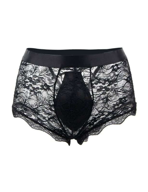 Сексуальні чорні мереживні труси Star Night для чоловіків, S вид 5