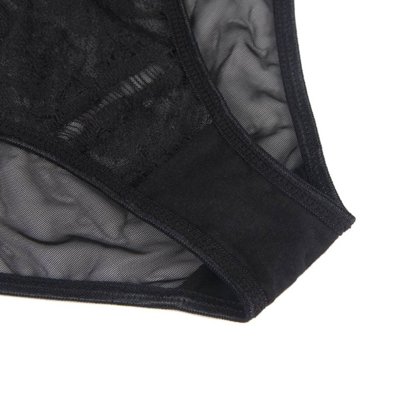 Сексуальні прозорі мереживні трусики Star Night з поясом для панчіх, чорний вид 8