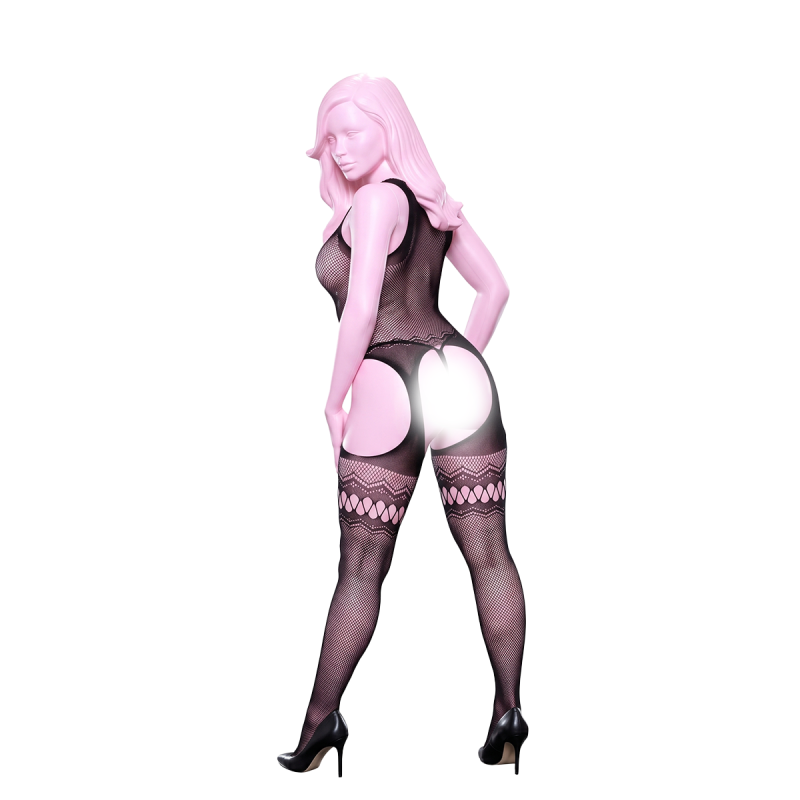 Сексуальний комбінезон Baci – Fishnet Garter Catsuit – Black вид 3