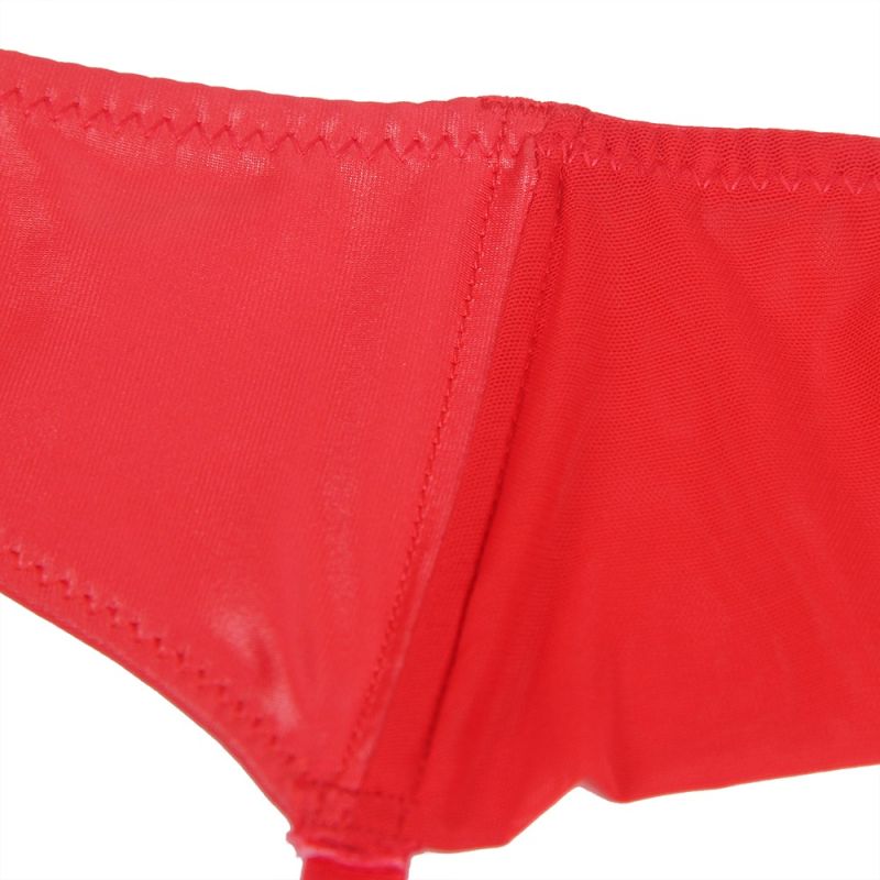 Сексуальні стрейч-трусики Star Night з поясом та підв'язками, із застібкою на 2 гачки ззаду, червоний вид 6