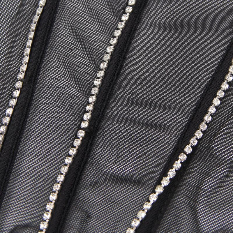 Сексуальный черный комплект белья Star Night с декоративными стразами и цепочками, M вид 6