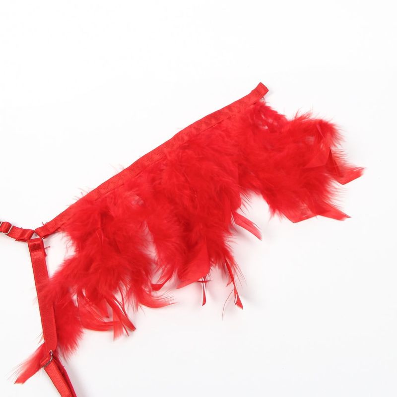 Комплект белья Star Night с перьями и цепочками, красный (без коробки) вид 12