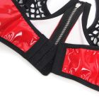 Сексуальний комплект білизни Star Night з лакованої шкіри та вставками із сітки, червоно-чорний, M вид 12