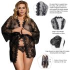 Кружевный халат Star Night с длинными рукавами, черный, XL вид 5