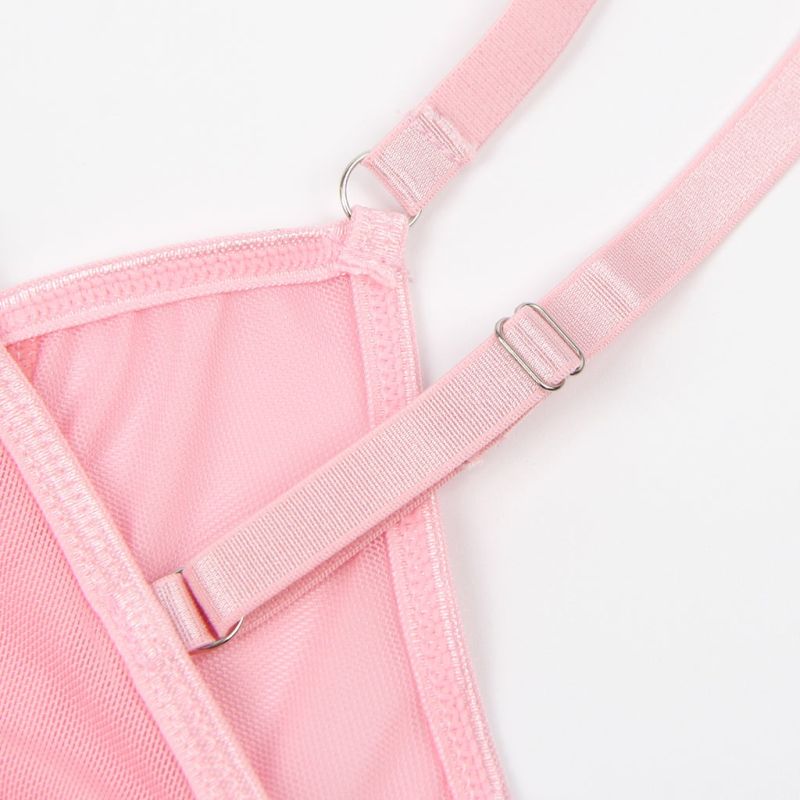 Сексуальний рожевий комплект Star Night з декоративними стразами та ланцюжками, M вид 9