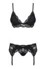 Комплект з поясом для панчіх Obsessive 810-SEG-1 3 pcs set black S/M вид 2