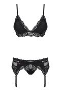 Комплект с поясом для чулок Obsessive 810-SEG-1 3 pcs set black S/M