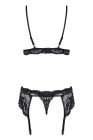 Комплект с поясом для чулок Obsessive 810-SEG-1 3 pcs set black S/M вид 3