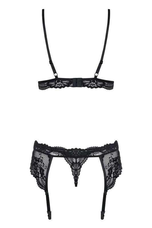 Комплект з поясом для панчіх Obsessive 810-SEG-1 3 pcs set black S/M вид 3
