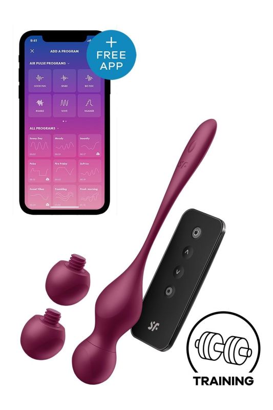 Кульки Кегеля з вібрацією Satisfyer Love Birds Vary та змінними вантажами, бордові вид 2