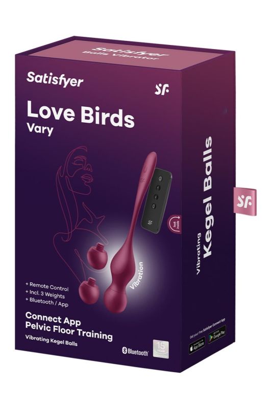 Кульки Кегеля з вібрацією Satisfyer Love Birds Vary та змінними вантажами, бордові вид 8
